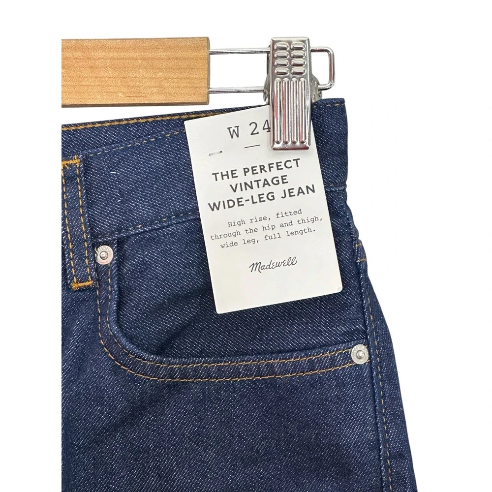 NWT Madewell The Perfect Vintage Wide-Leg Jean 24 Airy Denim Dark Wash Blue